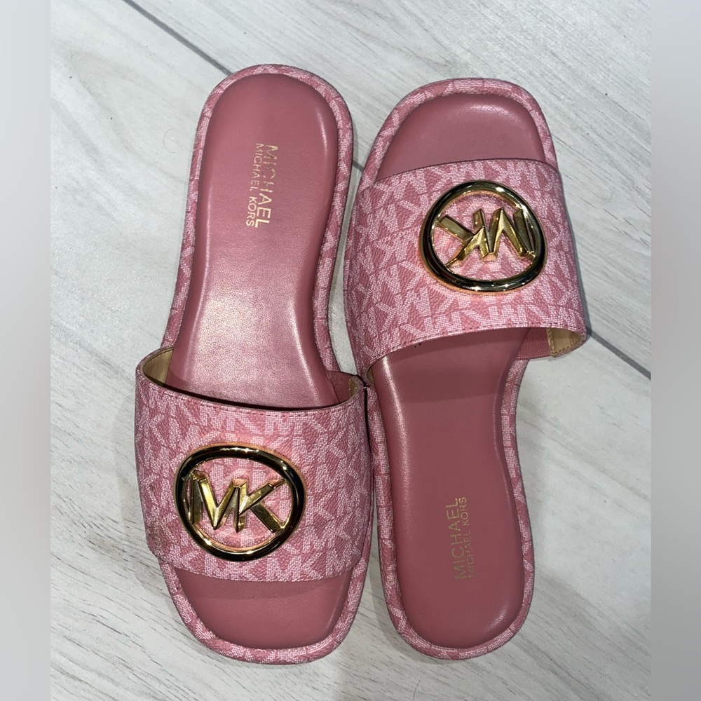 Michael Kors Pink Logo Slide Sandals